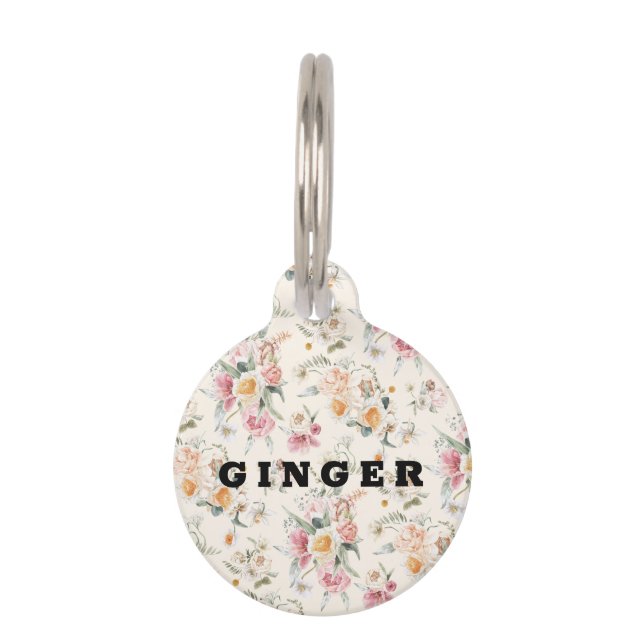 Spring Floral | Personalized Pet Tag (Front)