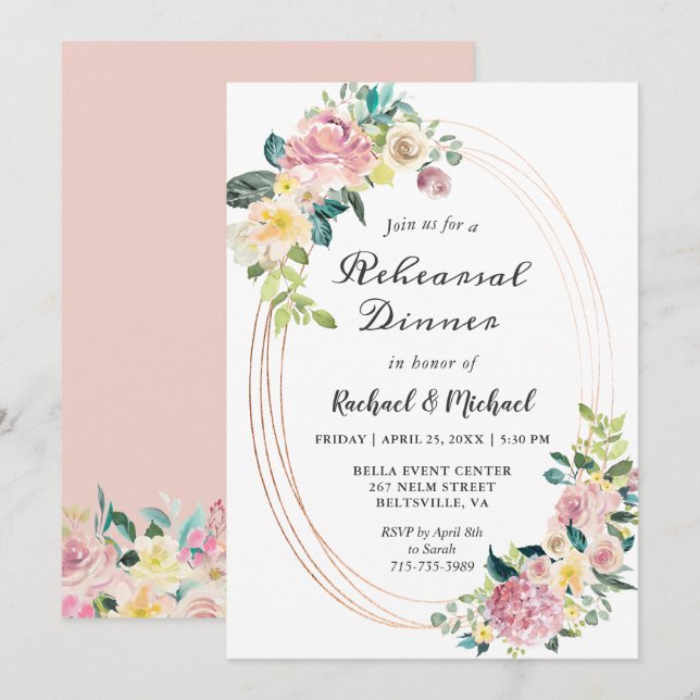 Spring Floral Rehearsal Dinner Invitation (Front/Back)