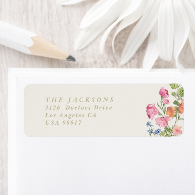 Spring floral Return Address Baby Shower (En situation)
