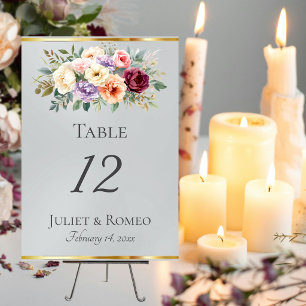 Spring Floral & Ribbon - Silver Table Number