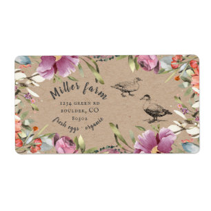 spring floral rustic script duck Egg Carton Label