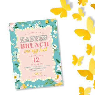 Spring Floral Squiggle Frame Easter Brunch Invitation