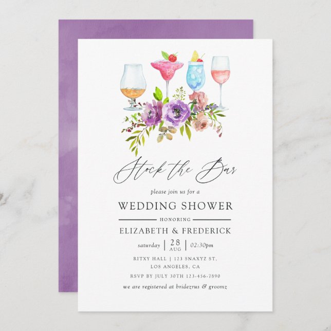 Spring Floral Stock the Bar Invitation (Front/Back)