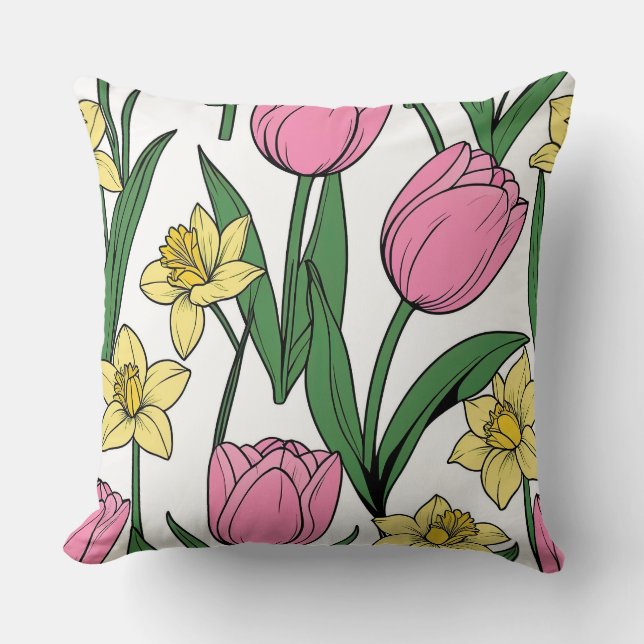 Spring Floral Throw Pillow (Front)