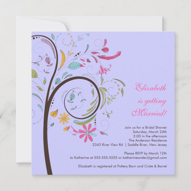 Spring Floral Tree Bridal Shower Invitation (Front)