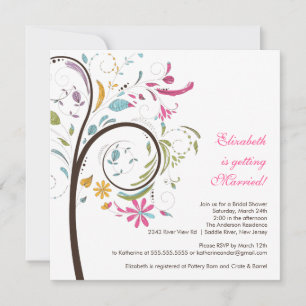 Spring Floral Tree Bridal Shower Invitation