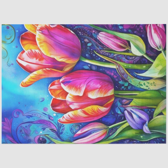 Spring Floral Tulips Tissue Paper (Front)