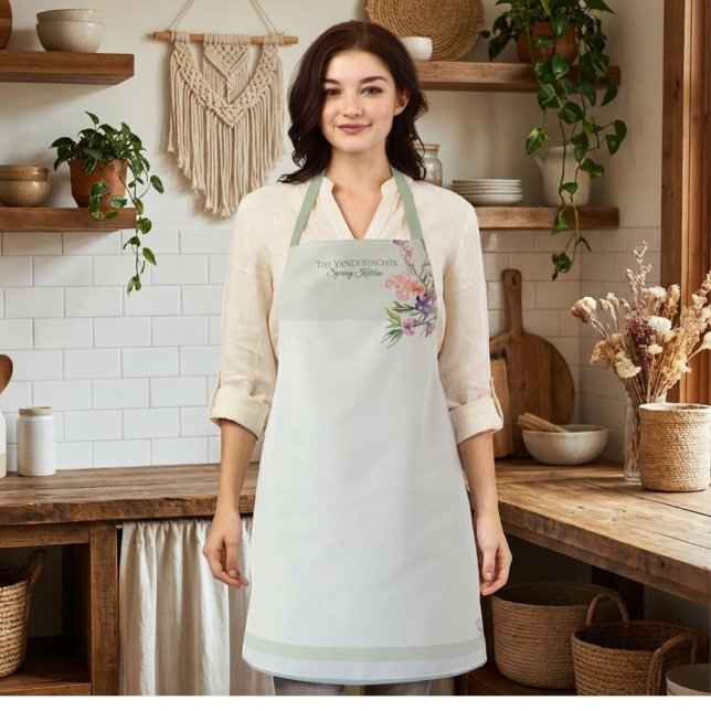 Spring Floral Watercolor Botanical Apron (Creator Uploaded)