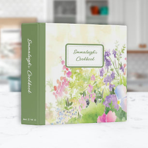 Spring Floral Watercolor Cookbook Recipe Binder
