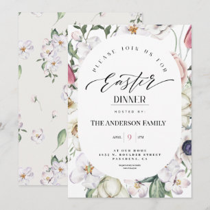 Spring Floral Watercolor Easter Dinner Invitation