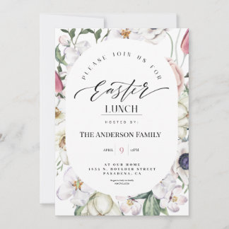 Spring Floral Watercolor Easter Lunch Invitation