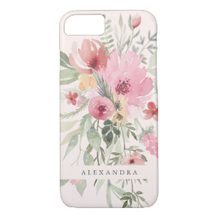 Spring Floral   Watercolor Flowers with your Name iPhone 8/7 Case