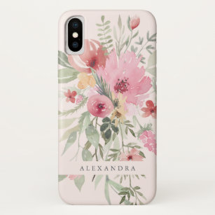Spring Floral   Watercolor Flowers with your Name Case-Mate iPhone Case