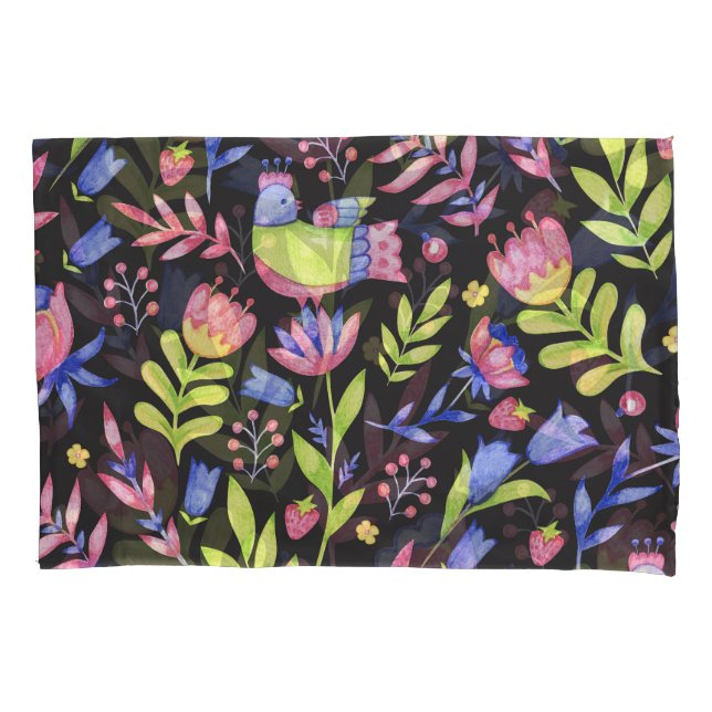 Spring Floral: Watercolor Seamless Pattern Pillowcase (Front)