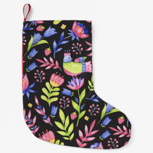 Spring Floral: Watercolor Seamless Pattern Small Christmas Stocking