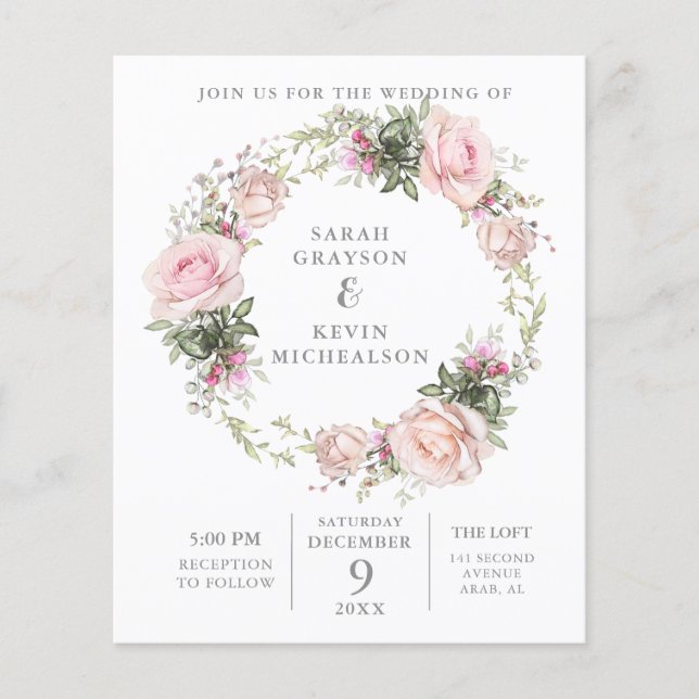 Spring Floral Watercolor Wedding Invitation Flyer (Front)