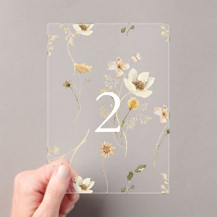 Spring Floral Wedding Acrylic Arch Table Number