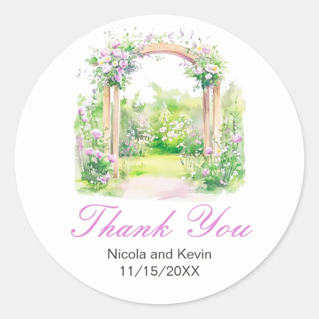 Spring Floral Wedding Arch Classic Round Sticker (Front)