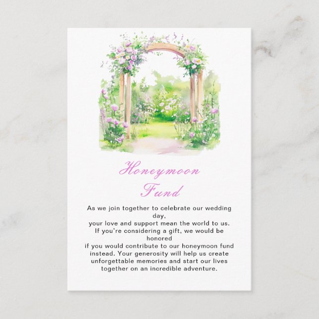 Spring Floral Wedding Arch Honeymoon Fund Enclosure Card (Front)