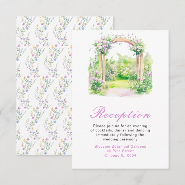 Spring Floral Wedding Arch Reception Enclosure Card (Front/Back)