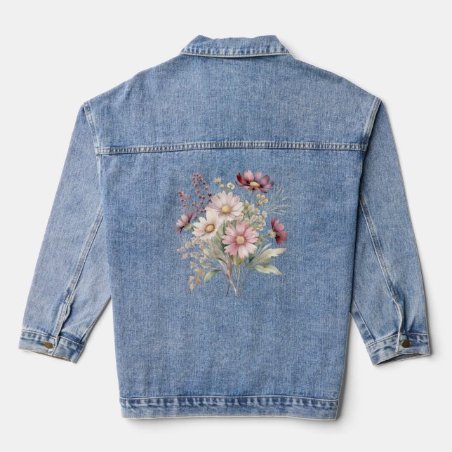 Spring Floral Wedding Denim Jacket (Back)
