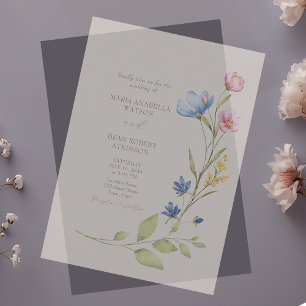 Spring Floral Wedding Frosted Acrylic Invitations