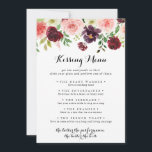 Spring Floral Wedding Kissing Menu Game Card<br><div class="desc">This spring floral wedding kissing menu game card is perfect for a simple wedding reception. The hand-painted design features green leaves,  dazzling pink,  blush,  purple,  red,  white and burgundy dazzling roses,  peonies neatly arranged in small cute bouquets.</div>