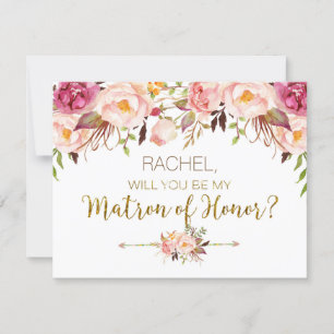 Spring Floral Will You Be Matron of Honour Card