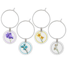 Spring Floral Wine Charm Set