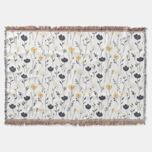 Spring floral with beige and orange throw blanket