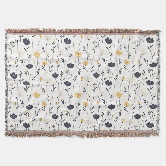 Spring floral with beige and orange throw blanket (Front)