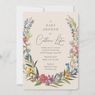 Spring Floral Wreath Baby Shower Invitation