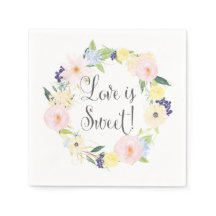 Spring Floral Wreath Wedding Suite Napkins