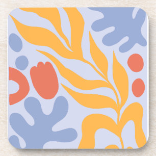 spring floral yellow and blue coaster