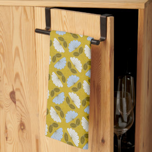 Spring floral - yellow, blue & white kitchen towel