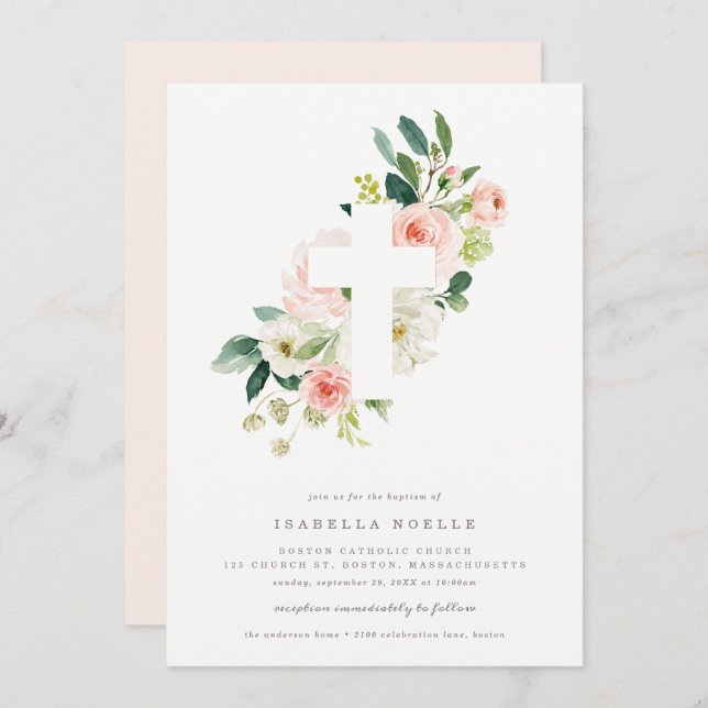 Spring Florals Baptism Invitation (Front/Back)