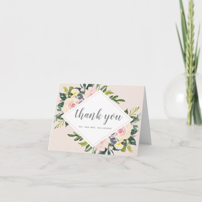 Spring Florals Blush | Folded Wedding Thank You (Front)