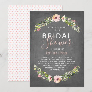 Spring Florals   Bridal Shower   Chalkboard Invitation