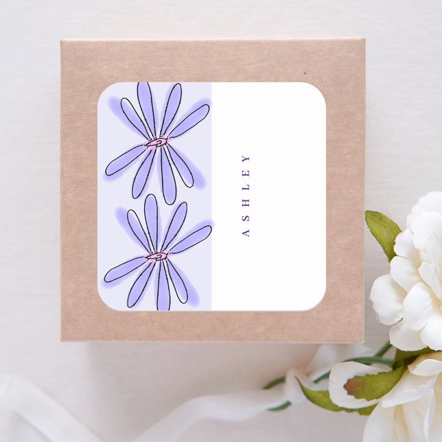 Spring Florals Lavender Purple Square Sticker (Creator Uploaded)