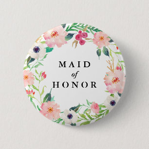 Spring Florals Maid of Honour Wedding 2 Inch Round Button