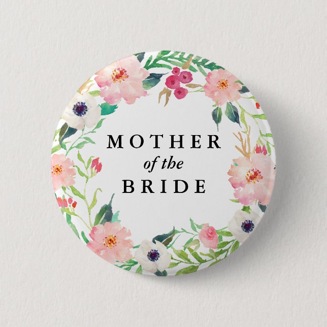 Spring Florals Mother of the Bride Wedding 2 Inch Round Button (Front)
