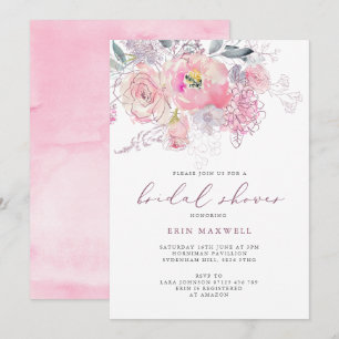 Spring Florals Pink & Mauve Bridal Shower Invitation
