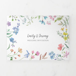 Spring Florals Trifold Wedding Invitation