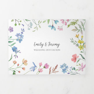 Spring Florals Trifold Wedding Invitation