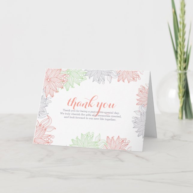 Spring Florals Wedding Thank You Card (Front)