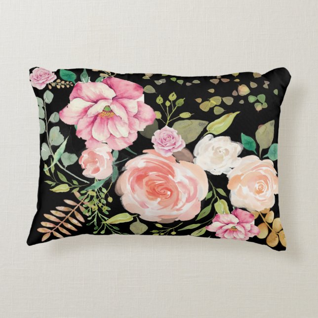 spring flower accent  pillow (Back)
