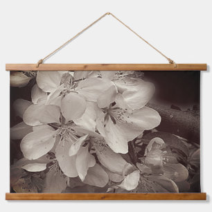 Spring Flower Blossoms In Black And White  Hanging Tapestry