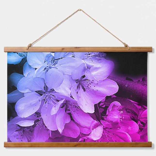 Spring Flower Blossoms In Black And White Tinted Hanging Tapestry (Front)