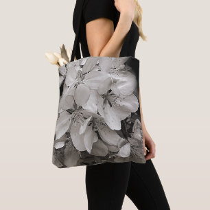 Spring Flower Blossoms In Black And White  Tote Bag