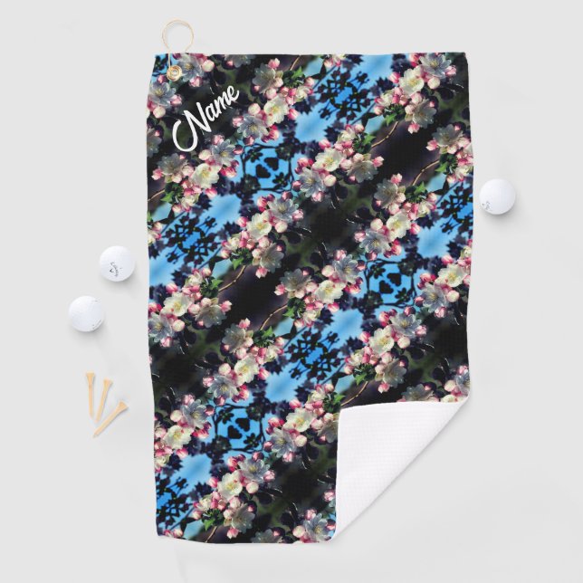 Spring Flower Blossoms Pattern Personalized Golf Towel (InSitu)